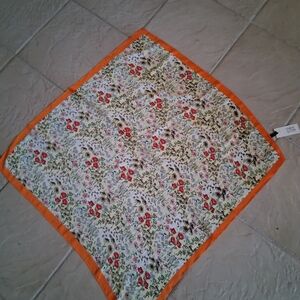 Mabel & Mae Poppy Floral Scarf with Orange Border